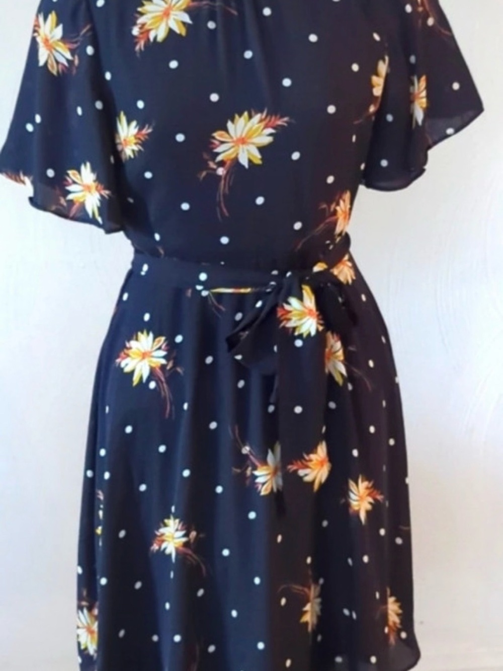 Banana Republic Navy Floral Midi Dress size 4